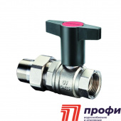 Кран шаровой с американкой  , Oventrop, Optibal, полнопроходной, DN-20, 3/4", НВ,PN, бар-16, ручка-пластмассовая, удлинённая антрацит, латунь