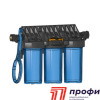 Корпус для картриджного фильтра трехступенчатый 1 М 10” Т 3 (синяя колба)